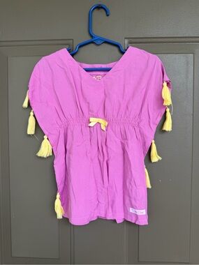 RuffleButts Girls Pink Tassel Cover Up Kaftan Swim
Dress 12-24M